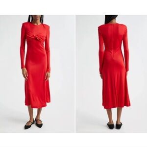 Farm Rio Twisted Cup Vibrant Red Midi Dress NWT